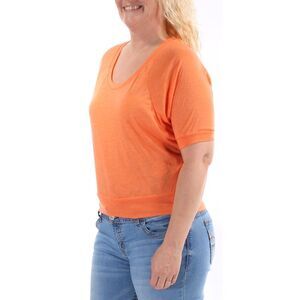 BASIC HOUSE Womens Orange Raglan Scoop Neck T-Shirt Size: L